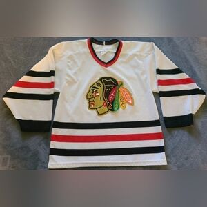 Vintage 90s CCM Maska Chicago Blackhawks NHL Jersey White Size Mens Small